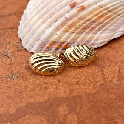 Estate 14KT Yellow Gold Oval Corrugated Interchangeable Drop Earrings