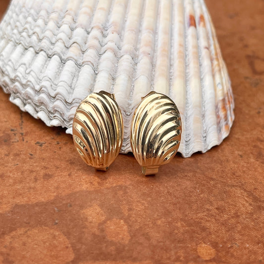 Estate 14KT Yellow Gold Oval Corrugated Interchangeable Drop Earrings