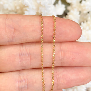 10KT Yellow Gold 1.1mm Singapore Link Thin Chain Bracelet 7"