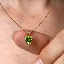 Load image into Gallery viewer, 14KT Yellow Gold 7mm Heart Peridot Pendant Slide