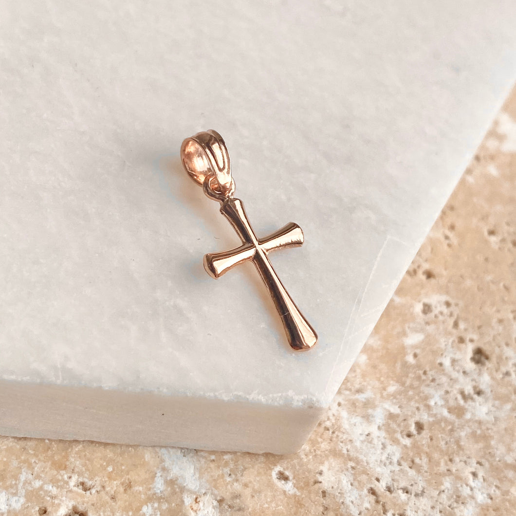 14KT Rose Gold Beveled Cross Pendant Charm, 14KT Rose Gold Beveled Cross Pendant Charm - Legacy Saint Jewelry