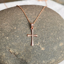 Load image into Gallery viewer, 14KT Rose Gold Beveled Cross Pendant Chain Necklace, 14KT Rose Gold Beveled Cross Pendant Chain Necklace - Legacy Saint Jewelry