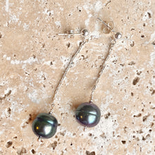 Load image into Gallery viewer, Sterling Silver Black Freshwater Cultured Pearl Dangle Earrings, Sterling Silver Black Freshwater Cultured Pearl Dangle Earrings - Legacy Saint Jewelry
