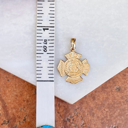 14KT Yellow Gold Polished Saint Florian Badge Pendant 23mm