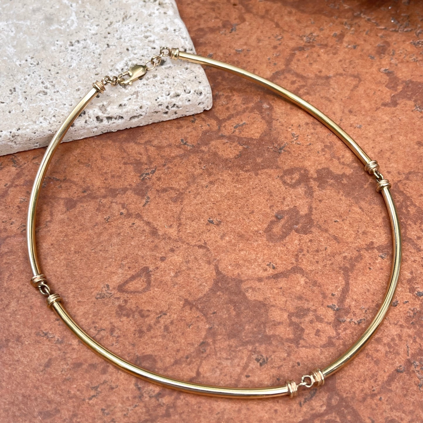 Estate 14KT Yellow Gold Segmented Round Collar Necklace