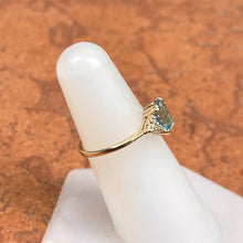 Load image into Gallery viewer, Estate 14KT Yellow Gold Emerald-Cut 1.30 CT Sky Blue Topaz + Diamond Ring