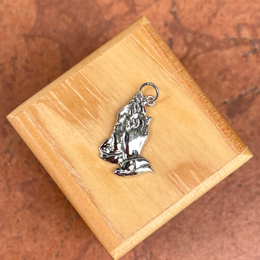 10KT White Gold Praying Hands Pendant Charm