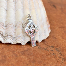 Load image into Gallery viewer, Sterling Silver Antiqued Celtic Eternity Circle Mini Cross Pendant 21mm