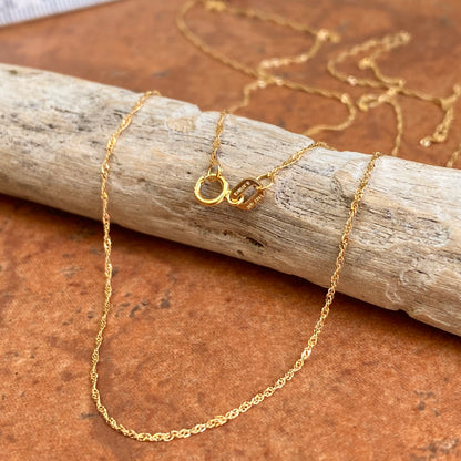 14KT Yellow Gold Diamond-Cut 1mm Singapore Chain Necklace