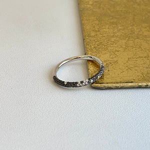 14KT White Gold 3/8 CT Black + White Diamond Micro Pave Ring