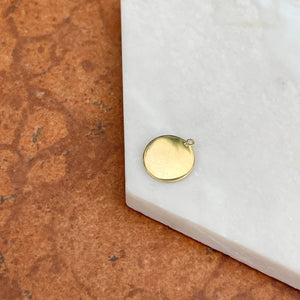 14KT Yellow Gold Diamond Lion Round Coin Charm Pendant