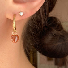 Load image into Gallery viewer, Estate 14KT Yellow Gold Red Carnelian Heart-Shape Mini Earring Charms