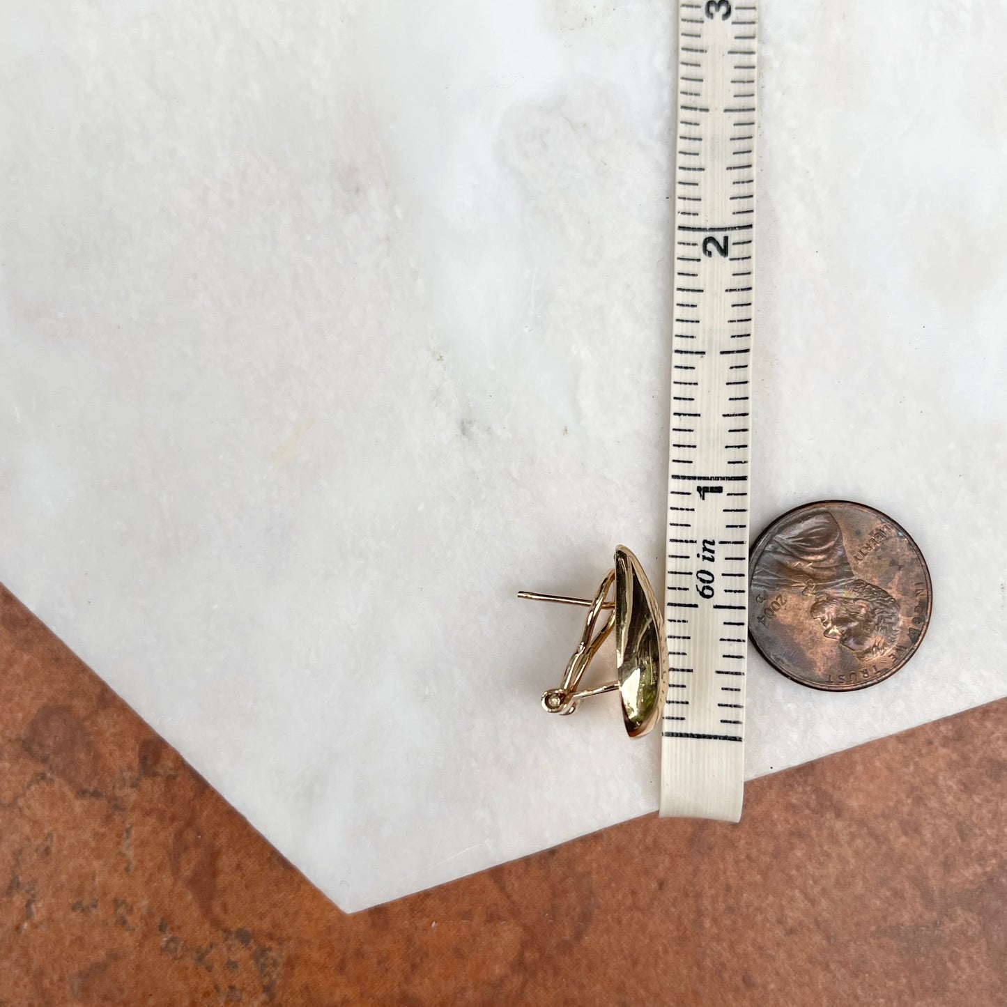 14KT Yellow Gold Teardrop Omega Back Earrings