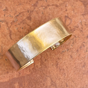 14KT Yellow Gold Hammered Cuff Bracelet 19mm