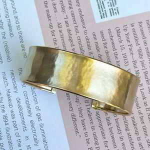 14KT Yellow Gold Hammered Cuff Bracelet 19mm