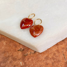 Load image into Gallery viewer, Estate 14KT Yellow Gold Red Carnelian Heart-Shape Mini Earring Charms