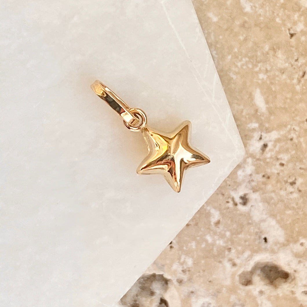 14KT Yellow Gold 3D Puffed Mini Star Pendant Charm, 14KT Yellow Gold 3D Puffed Mini Star Pendant Charm - Legacy Saint Jewelry