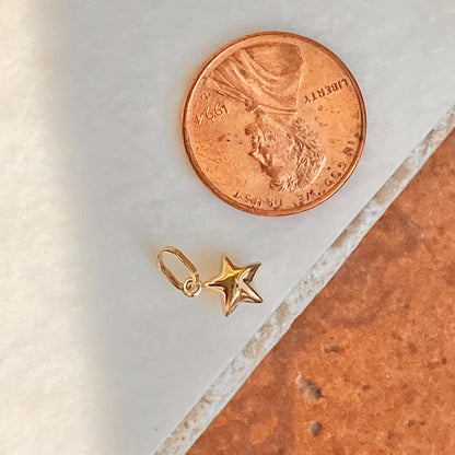14KT Yellow Gold 3D Puffed Mini Star Pendant Charm, 14KT Yellow Gold 3D Puffed Mini Star Pendant Charm - Legacy Saint Jewelry