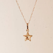 Load image into Gallery viewer, 14KT Yellow Gold Puffed Star Pendant Chain Necklace, 14KT Yellow Gold Puffed Star Pendant Chain Necklace - Legacy Saint Jewelry