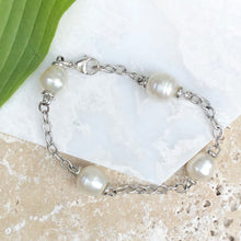 Load image into Gallery viewer, 14KT White Gold Open Link Chain + Paspaley South Sea Pearl Bracelet - Legacy Saint Jewelry