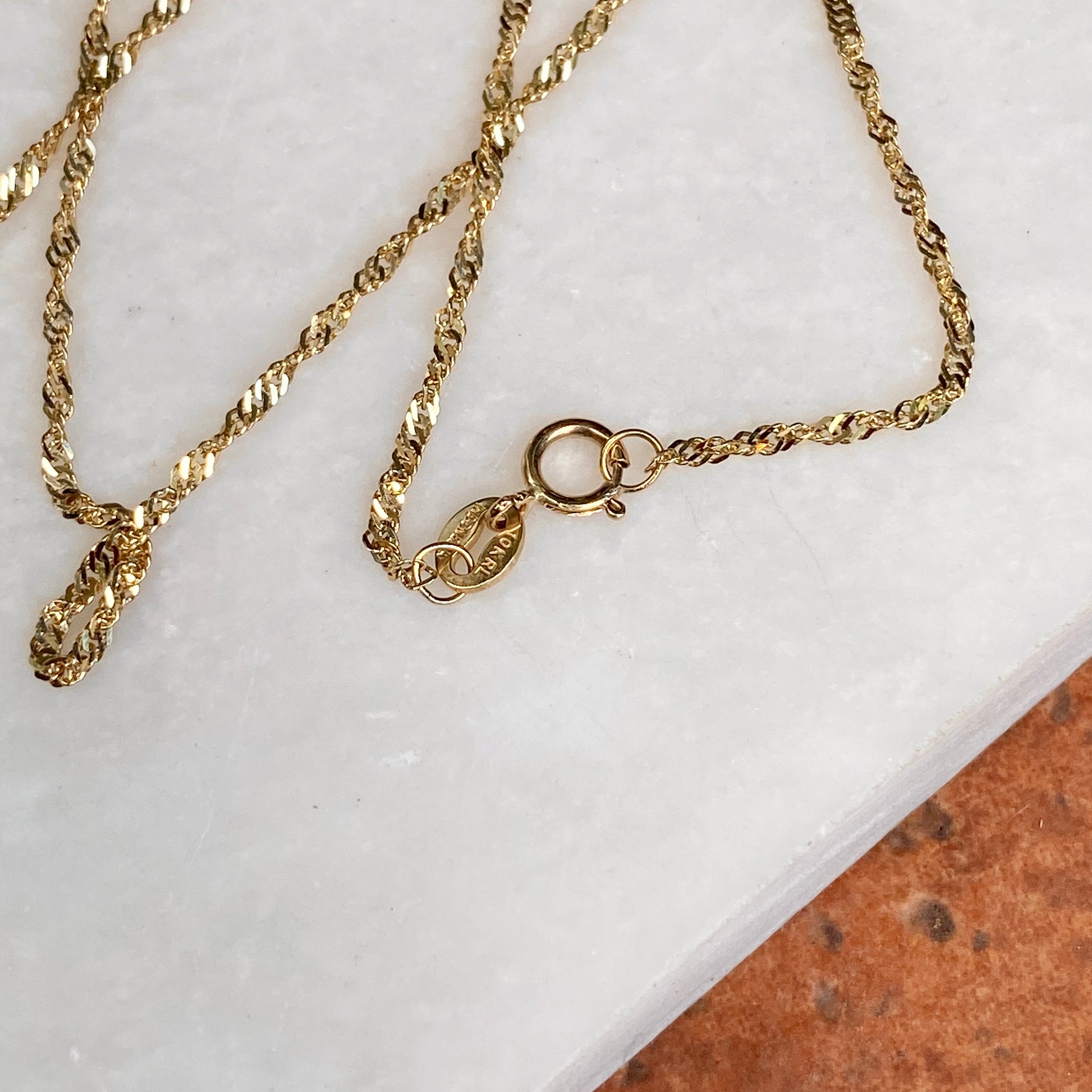 10KT Yellow Gold Diamond-Cut 1mm Singapore Chain Necklace 24" - Legacy Saint Jewelry