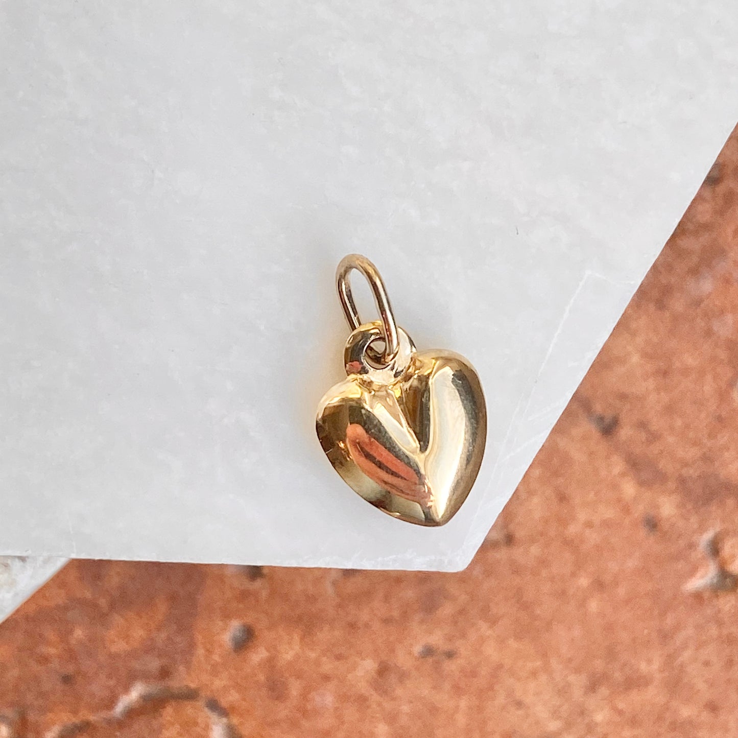 14KT Yellow Gold Small 3-D Heart Pendant Charm 14mm, 14KT Yellow Gold Small 3-D Heart Pendant Charm 14mm - Legacy Saint Jewelry