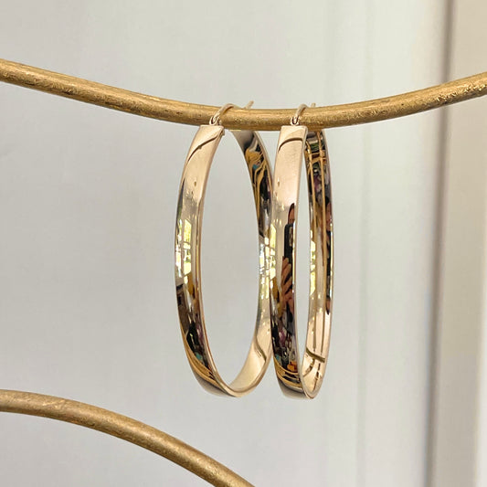 14KT Yellow Gold Polished 4mm Oval Hoop Earrings 48mm