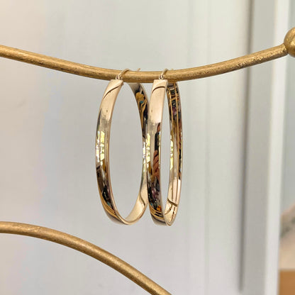 14KT Yellow Gold Polished 4mm Oval Hoop Earrings 48mm