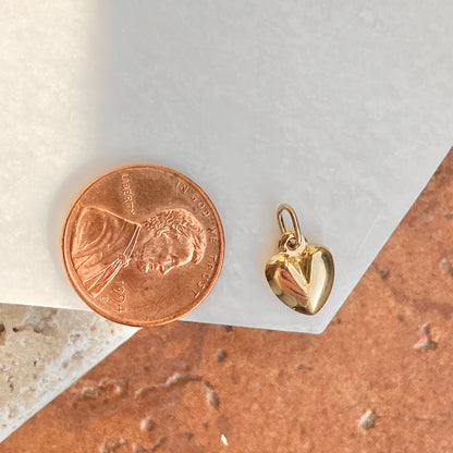 14KT Yellow Gold Small 3-D Heart Pendant Charm 14mm, 14KT Yellow Gold Small 3-D Heart Pendant Charm 14mm - Legacy Saint Jewelry