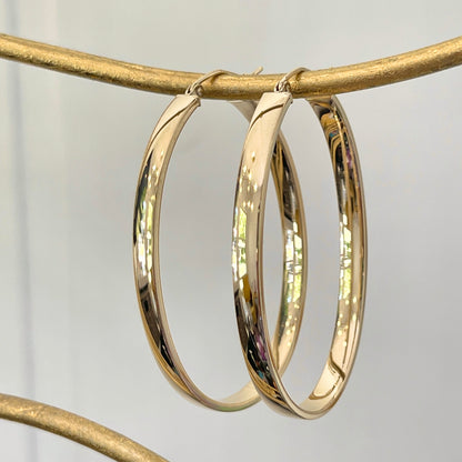 14KT Yellow Gold Polished 4mm Oval Hoop Earrings 48mm