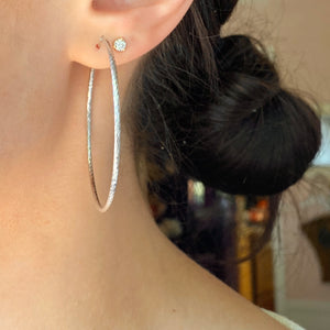 Sterling Silver Diamond-Cut Large Endless Hoop Earrings 45mm