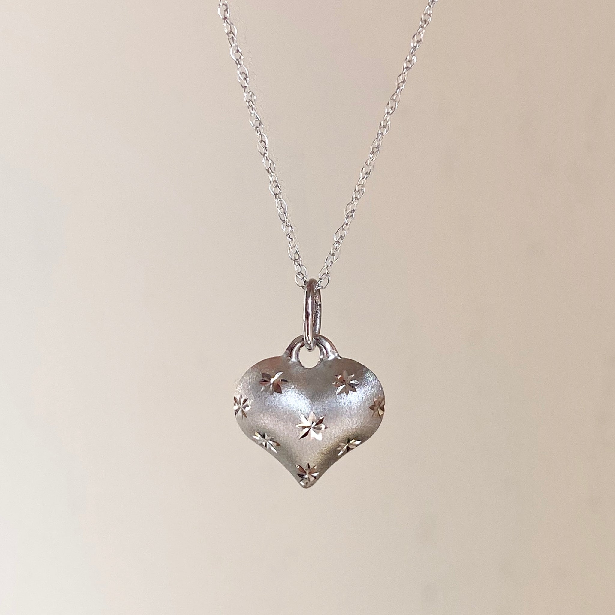 14k Gold 3D Heart Necklacebig Size Puffy Heart Pendant With 