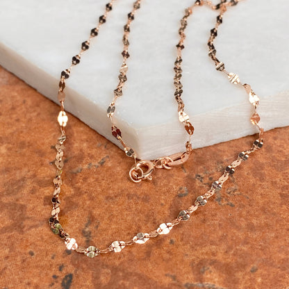 14KT Rose Gold 2mm Specialty Diamond-Cut Oval Link Chain Necklace