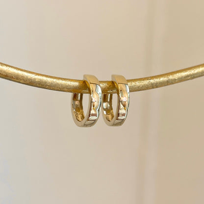 14KT Yellow Gold 3mm Hinged Round Huggie Hoop Earrings 12mm