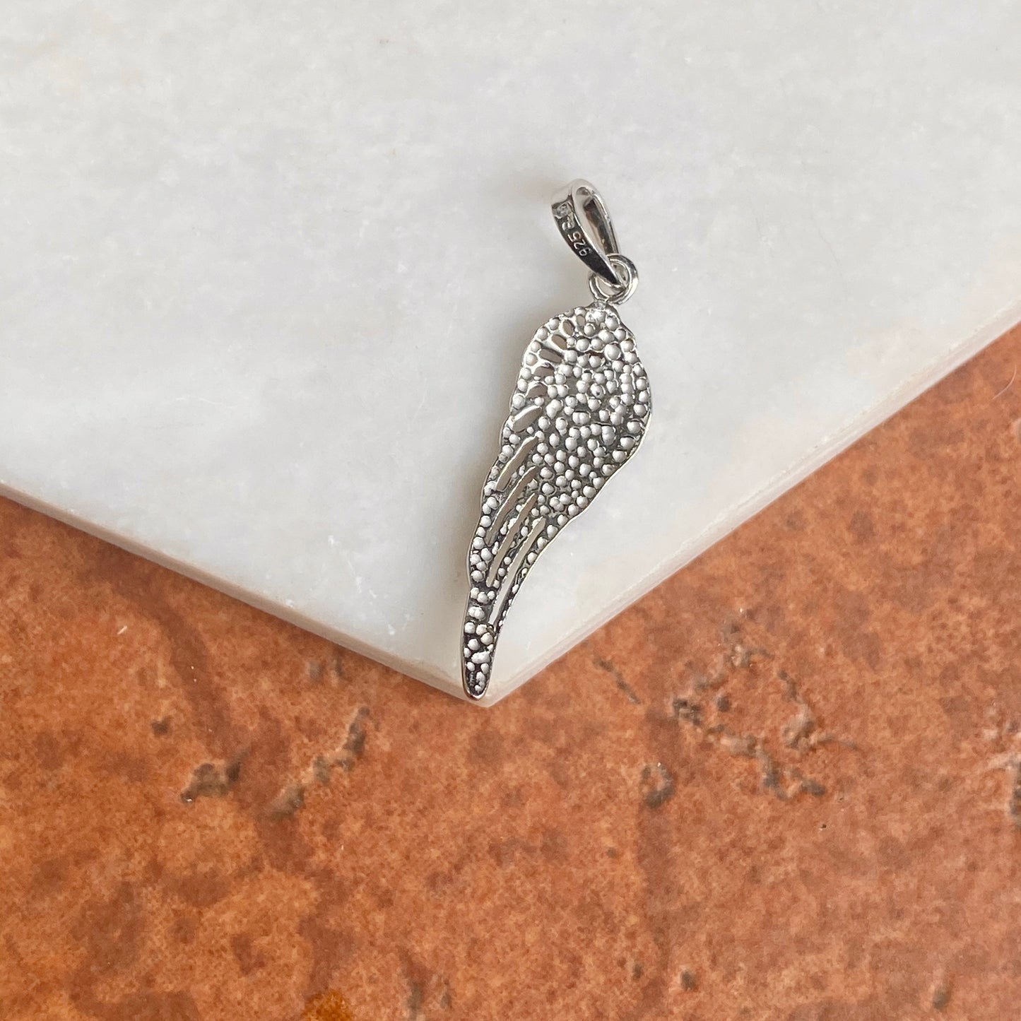 Sterling Silver Polished Guardian Angel Wing Pendant Charm