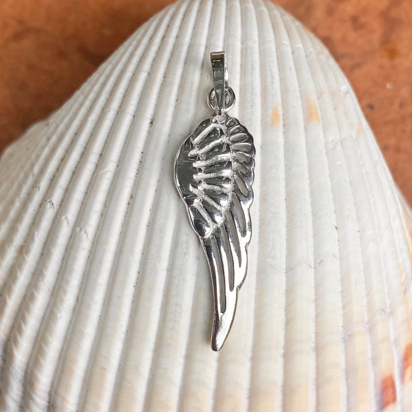 Sterling Silver Polished Guardian Angel Wing Pendant Charm