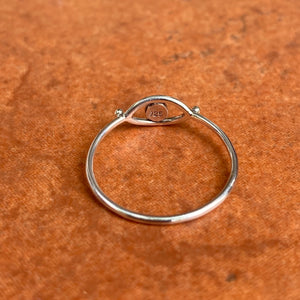 Sterling Silver Oxidized Evil Eye Thin Band Ring