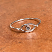 Load image into Gallery viewer, Sterling Silver Oxidized Evil Eye Thin Band Ring