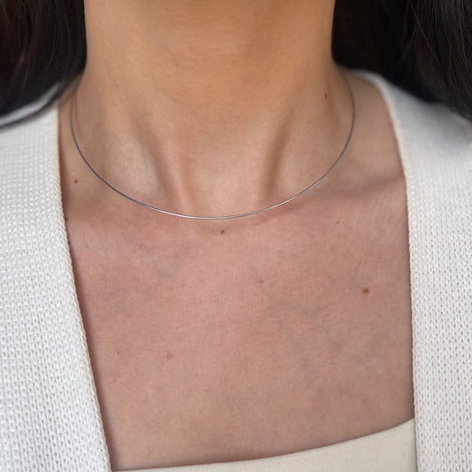 Sterling Silver Round 1mm Cubetto Neck Wire Necklace - LSJ