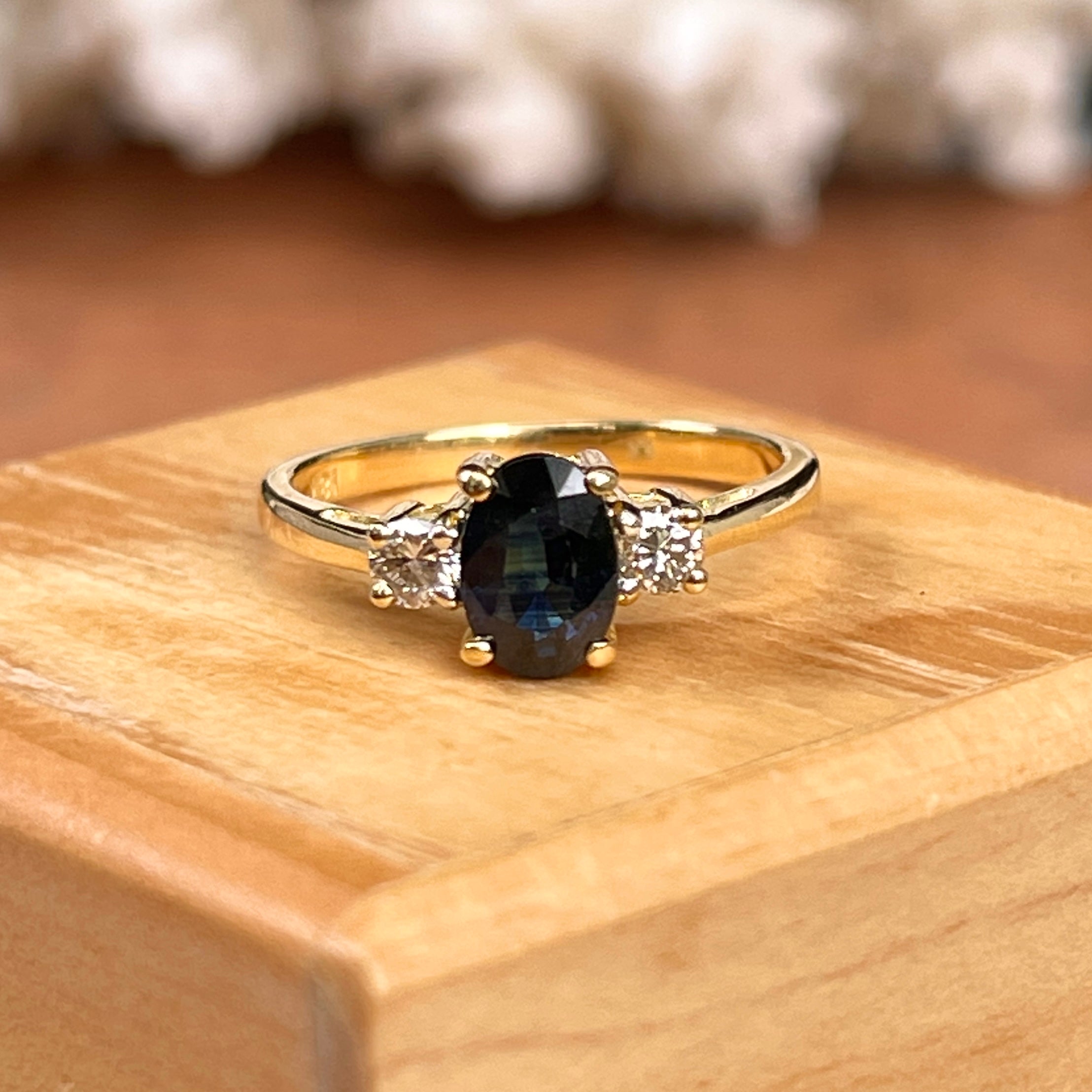 Blue Sapphire Gold Ring 20K Gold 1 Ct Real Sapphire Thai Handmade Size 6 US  | eBay