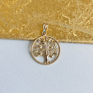14KT Yellow Gold Round Tree of Life Pendant Charm