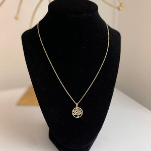 14KT Yellow Gold Round Tree of Life Pendant Charm