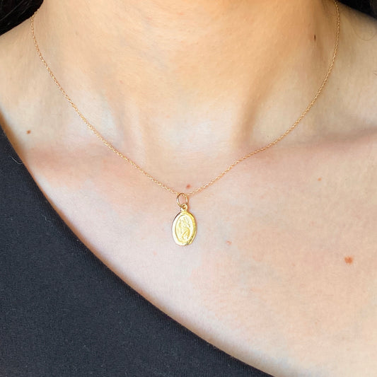 10KT Yellow Gold Oval St. Christopher Medal Pendant 20mm