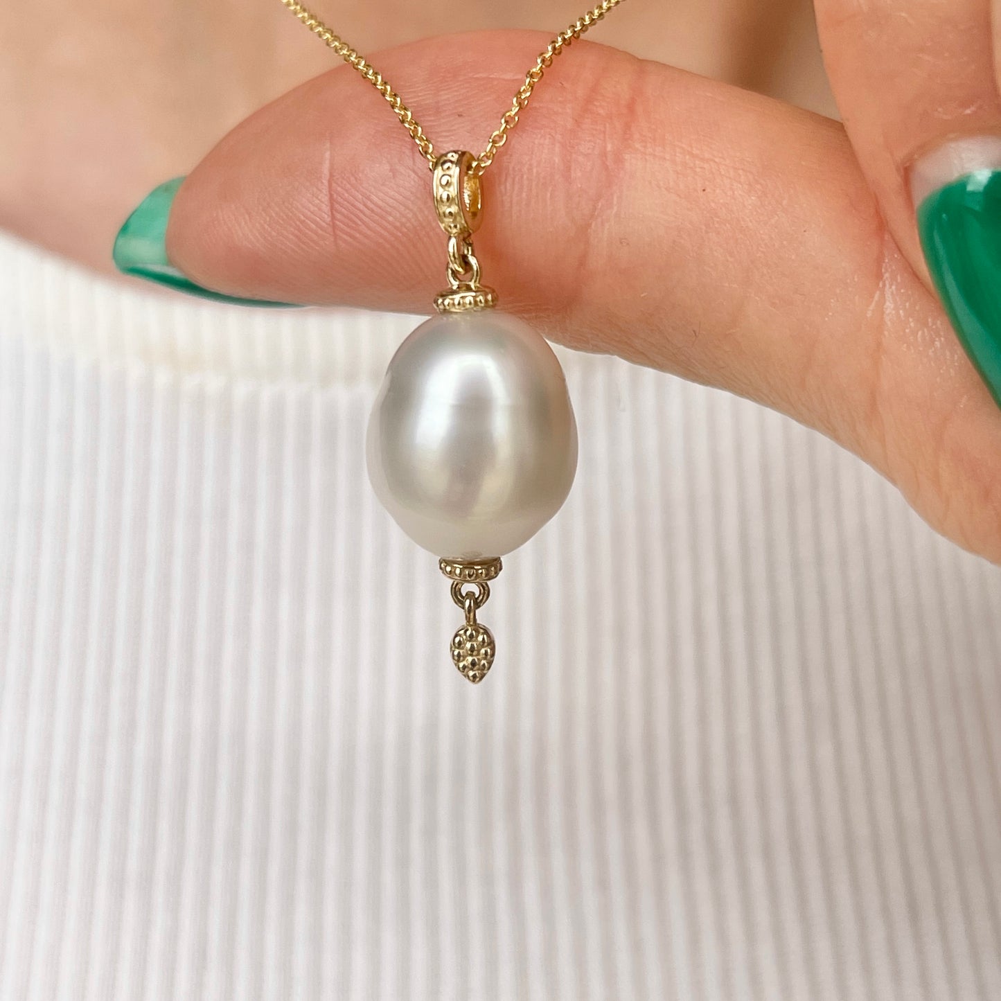 14KT Yellow Gold 11mm Paspaley South Sea Pearl Ornate Pendant Necklace