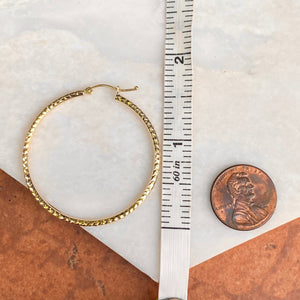 10KT Yellow Gold Diamond-Cut Round Tube Hoop Earrings 41mm