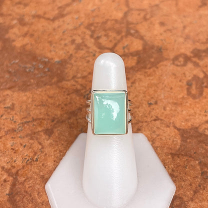 Sterling Silver Large Aqua Chalcedony Ring - LSJ