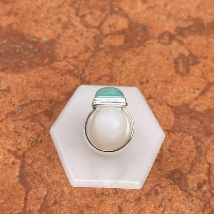 Sterling Silver Large Aqua Chalcedony Ring - LSJ