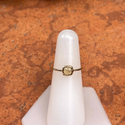 14KT Yellow Gold Bezel Cushion Beer Quartz Ring