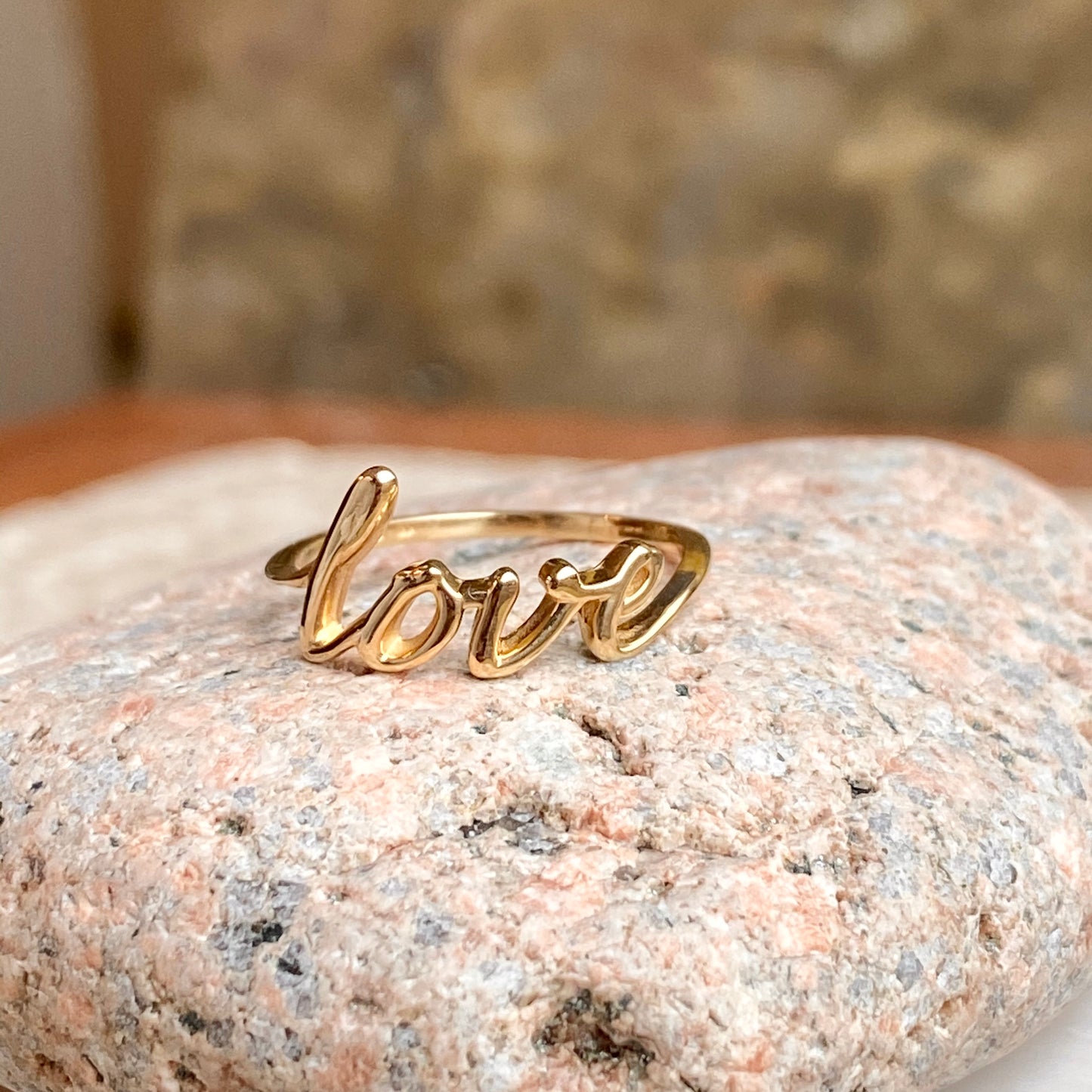 14KT Yellow Gold Love Script Ring, 14KT Yellow Gold Love Script Ring - Legacy Saint Jewelry