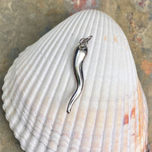 Load image into Gallery viewer, 14KT White Gold Polished 3D &quot;Corno&quot; Italian Horn Pendant 27mm